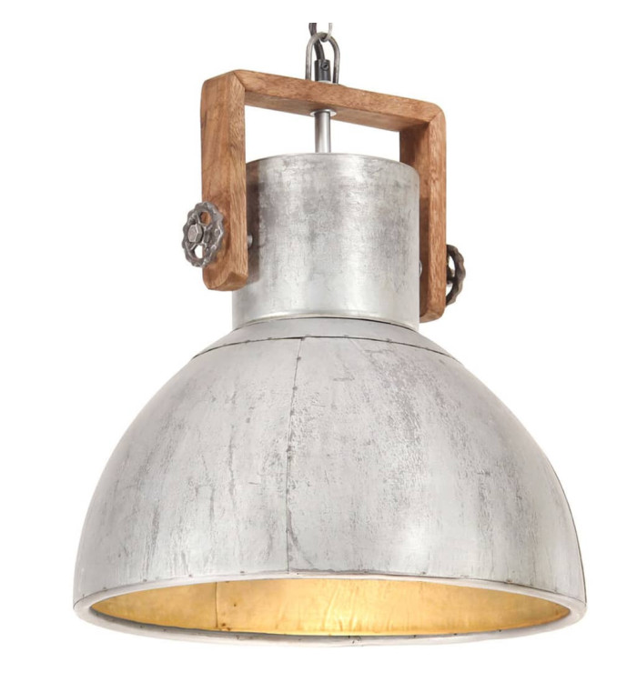 Lampe suspendue industrielle 25 W Argenté Rond 40 cm E27 | Mobilier & Déco