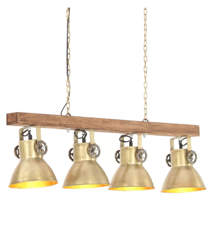 Plafonnier industriel Laiton E27 Bois de manguier | Mobilier & Déco