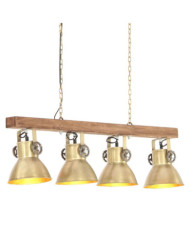 Plafonnier industriel Laiton E27 Bois de manguier | Mobilier & Déco
