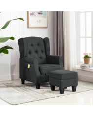 Fauteuil de massage avec repose-pied Gris foncé Tissu | Mobilier & Déco
