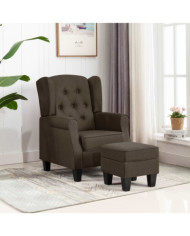 Fauteuil avec repose-pied Marron Tissu | Mobilier & Déco