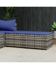 Repose-pieds de jardin et coussins lot de 2 gris résine tressée | Mobilier & Déco