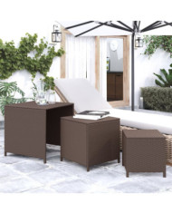 Tables gigognes 3 pcs marron résine tressée | Mobilier & Déco