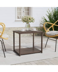 Table d'appoint marron 55x45x49 cm résine tressée | Mobilier & Déco
