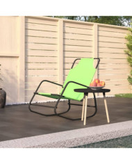 Chaise longue à bascule Vert Acier et textilène | Mobilier & Déco