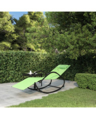 Chaise longue à bascule vert acier et textilène | Mobilier & Déco