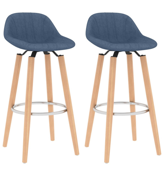 Tabourets de bar lot de 2 bleu tissu | Mobilier & Déco