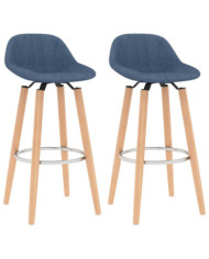 Tabourets de bar lot de 2 bleu tissu | Mobilier & Déco