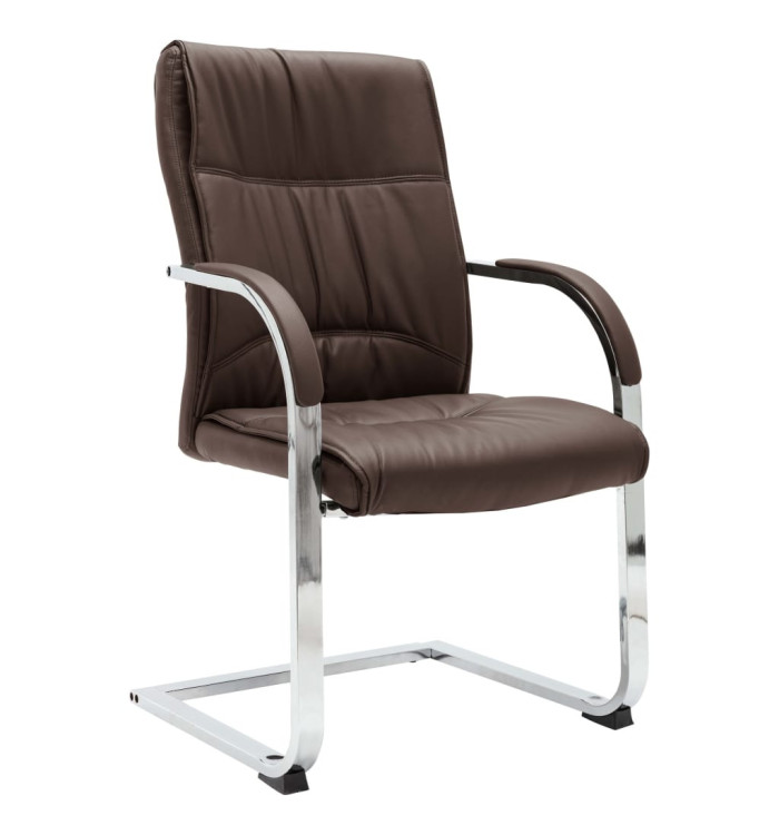 Chaise de bureau cantilever Marron Similicuir | Mobilier & Déco