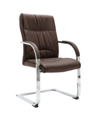 Chaise de bureau cantilever Marron Similicuir | Mobilier & Déco