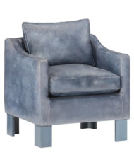 Chaise cabriolet Gris cuir véritable | Mobilier & Déco