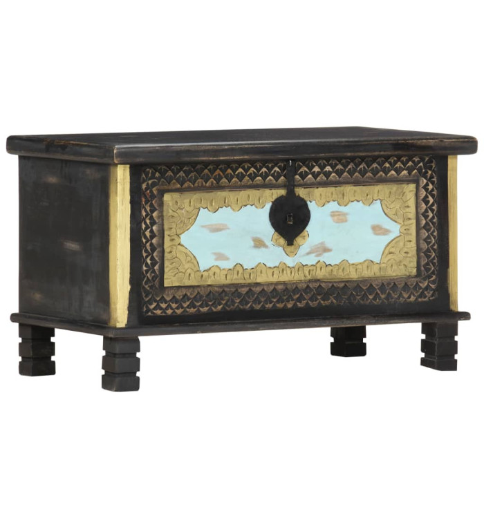 Coffre de rangement Noir 80x40x45 cm Bois de manguier massif | Mobilier & Déco