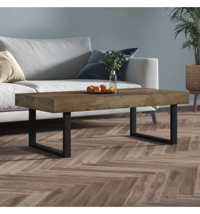 Table basse Marron foncé et noir 120x60x40 cm MDF et fer | Mobilier & Déco