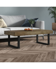 Table basse Marron foncé et noir 120x60x40 cm MDF et fer | Mobilier & Déco