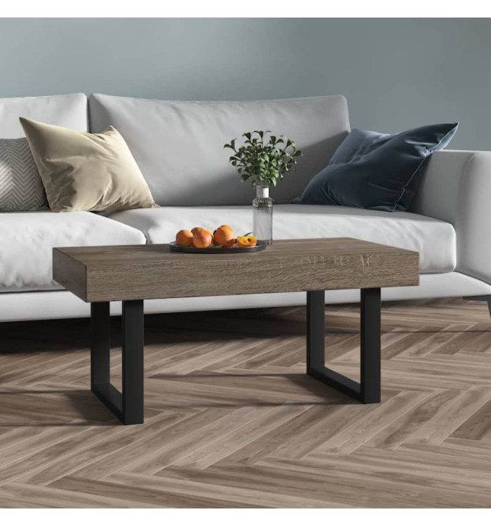 Table basse Gris et noir 90x45x40 cm MDF et fer | Mobilier & Déco