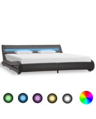 Cadre de lit avec LED sans matelas Gris Similicuir 180x200 cm | Mobilier & Déco