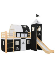 Lit mezzanine d'enfants avec toboggan et échelle Pin 97x208 cm | Mobilier & Déco