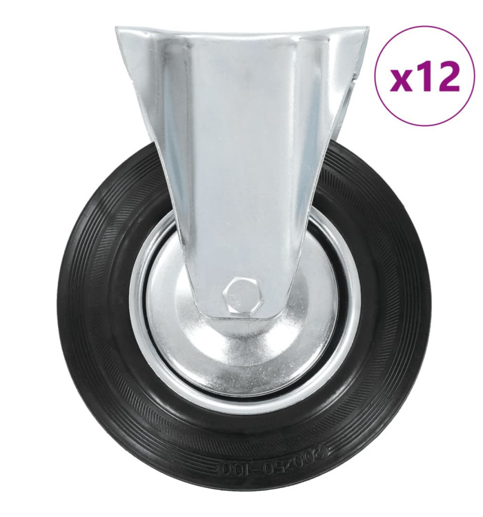 12 pcs Roulettes fixes 200 mm | Mobilier & Déco