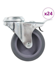 24 pcs Roulettes pivotantes à trou de boulon 75 mm | Mobilier & Déco