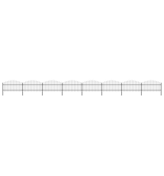 Clôture de jardin à dessus en lance Acier (1-1,25)x13,6 m Noir | Mobilier & Déco