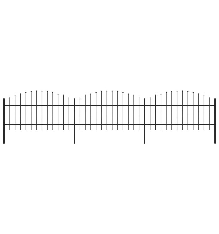 Clôture de jardin à dessus en lance Acier (1-1,25)x5,1 m Noir | Mobilier & Déco