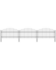 Clôture de jardin à dessus en lance Acier (1-1,25)x5,1 m Noir | Mobilier & Déco