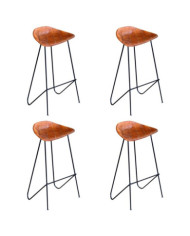 Chaises de bar lot de 4 marron cuir véritable | Mobilier & Déco