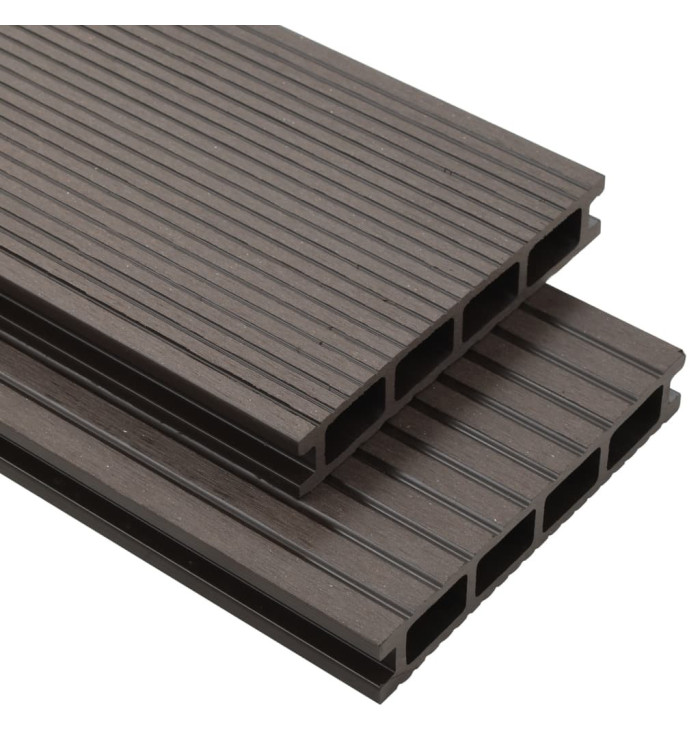 Panneaux de terrasse creux WPC 10 m² 2,2 m Marron foncé | Mobilier & Déco