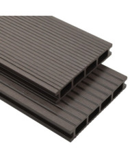 Panneaux de terrasse creux WPC 10 m² 2,2 m Marron foncé | Mobilier & Déco