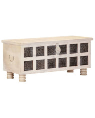 Boîte de rangement Blanc 110x40x45 cm Bois d'acacia massif | Mobilier & Déco