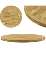 Dessus de table Bois de chêne massif Rond 44 mm 400 mm | Mobilier & Déco