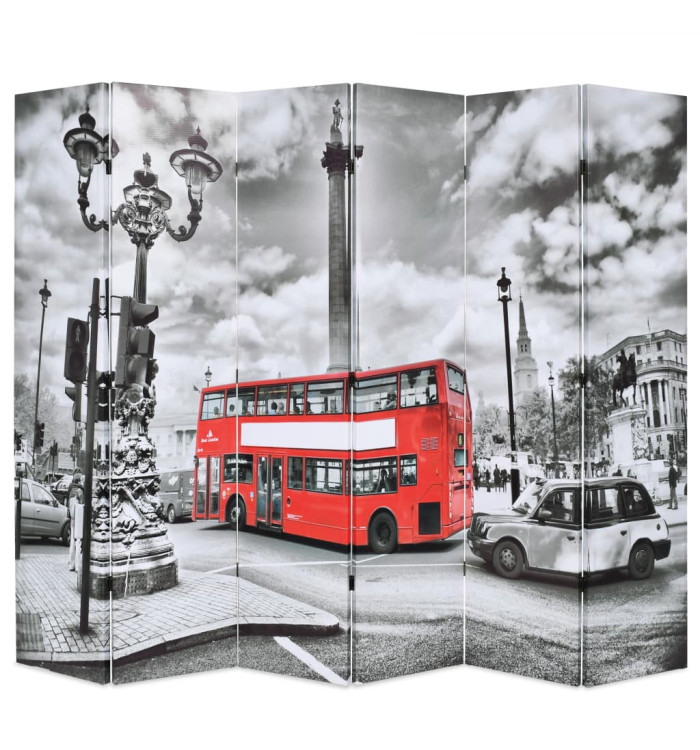 Cloison de séparation 228 x 170 cm Bus londonien Noir et blanc | Mobilier & Déco
