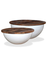 Ensemble de table basse 2pcs Bois récupération massif forme bol | Mobilier & Déco