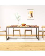 Table à manger Bois massif et acier 180 cm | Mobilier & Déco