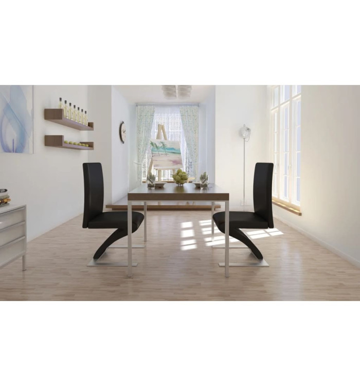 Chaises à manger lot de 2 noir similicuir | Mobilier & Déco
