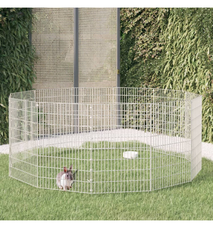Enclos d'animaux en liberté 12 panneaux 54x80 cm fer galvanisé | Mobilier & Déco
