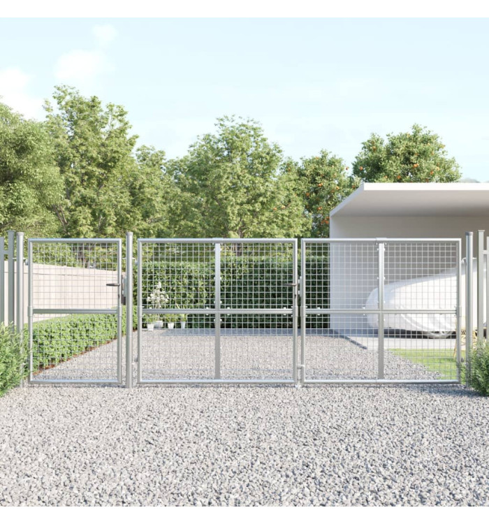 Portal de jardin maille argenté 400x175 cm acier galvanisé | Mobilier & Déco