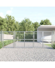 Portal de jardin maille argenté 400x175 cm acier galvanisé | Mobilier & Déco
