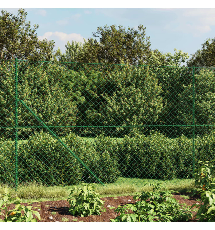Clôture à mailles losangées avec piquet d'ancrage vert 2x10 m | Mobilier & Déco