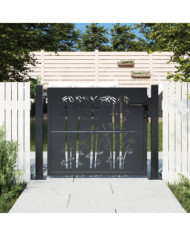 Portail de jardin anthracite 105x105 cm acier design de bambou | Mobilier & Déco