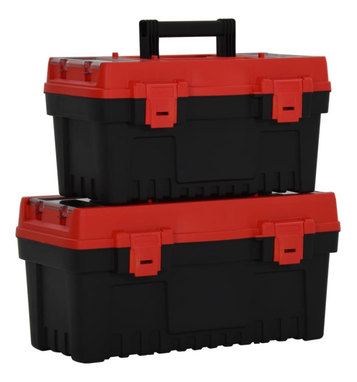 Ensemble de boîte à outils 2 pcs Noir et rouge Polypropylène | Mobilier & Déco