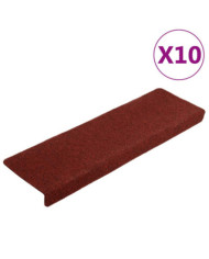 Tapis de marches d'escalier 10pcs Bordeaux 65x21x4cm Aiguilleté | Mobilier & Déco