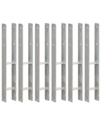 Piquets de clôture 6 pcs Argenté 8x6x60 cm Acier galvanisé | Mobilier & Déco