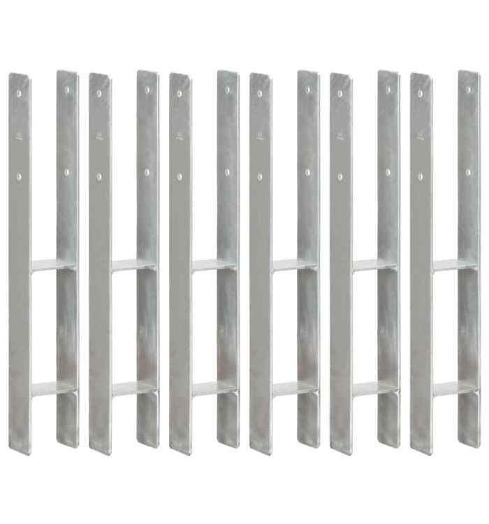Piquets de clôture 6 pcs Argenté 8x6x60 cm Acier galvanisé | Mobilier & Déco