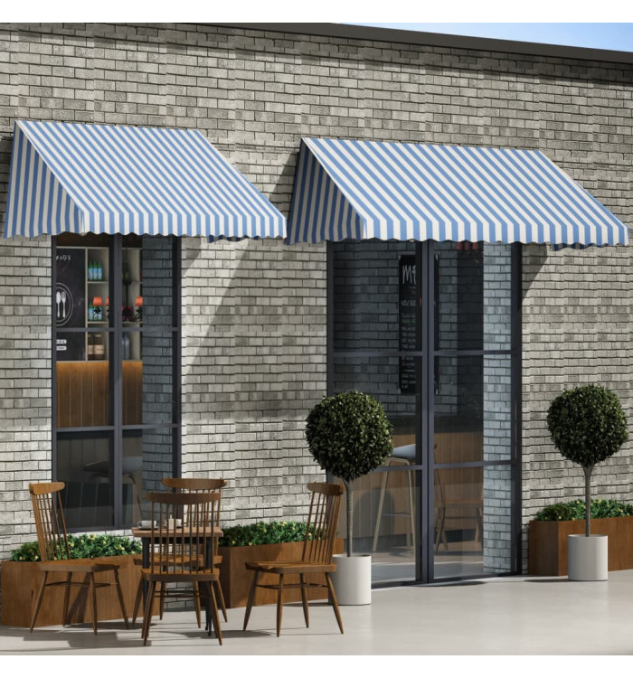 Auvent de bistro 400x120 cm Bleu et blanc | Mobilier & Déco