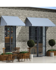 Auvent de bistro 400x120 cm Bleu et blanc | Mobilier & Déco