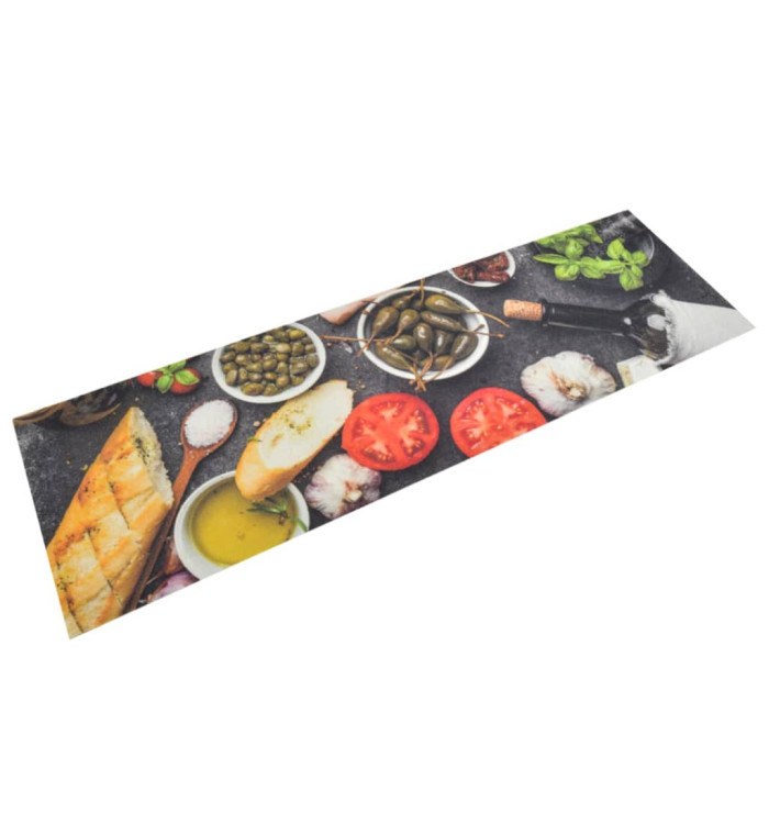 Tapis de cuisine lavable impression vin dîner 45x150 cm velours | Mobilier & Déco