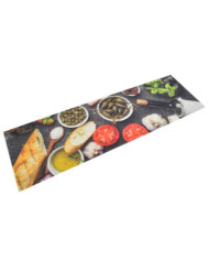 Tapis de cuisine lavable impression vin dîner 45x150 cm velours | Mobilier & Déco
