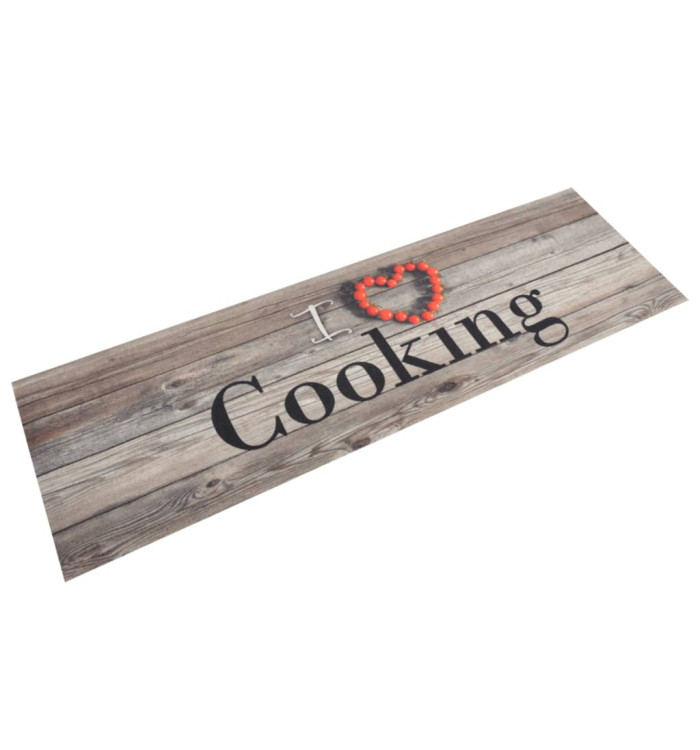 Tapis de cuisine lavable impression cuisine gris 45x150 cm | Mobilier & Déco