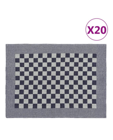 Serviettes de cuisine 20 pcs bleu et blanc 50x70 cm coton | Mobilier & Déco